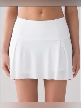 Lululemon White Lost In Pace Mid-Rise Preppy Athletic Tennis Skirt